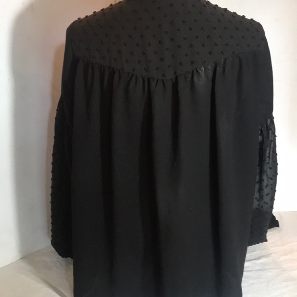“ZARA BASIC” Ruffled Wide Sleeves Black Blouse. - Picture 7 of 12